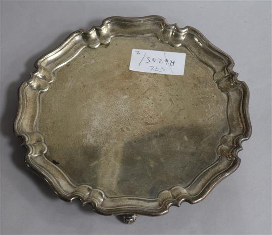 A 1940s silver salver, 10.5 oz.